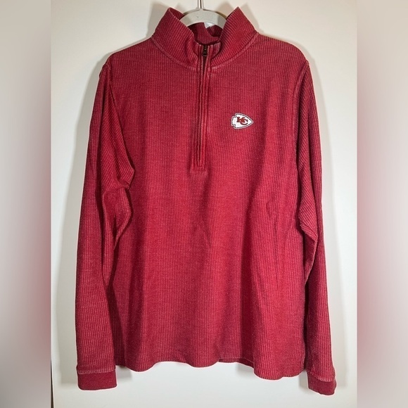 Boxercraft Y2K red ribbed pullover 1/4 zip Kansas City Chiefs comfy sz M relaxed - Picture 1 of 7